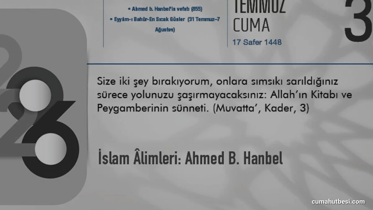 İslam Hukuku ve Hadis İlminin Öncü İsmi Ahmed b Hanbel