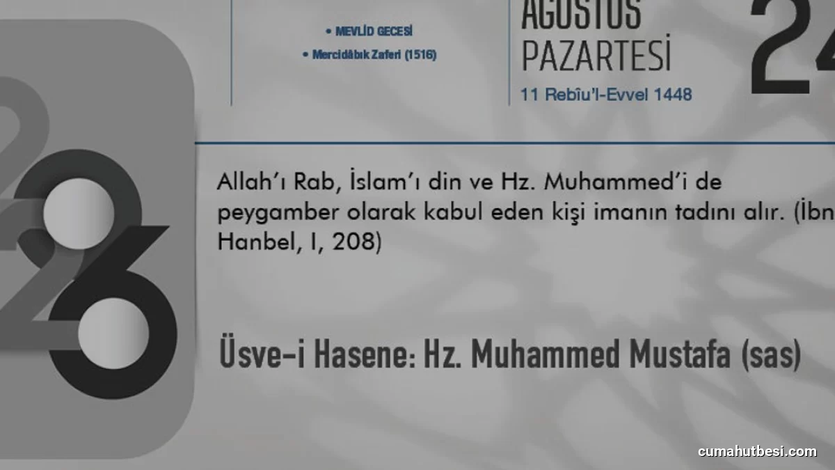 Hz Muhammed Mustafa İslam İnancında Üsve i Hasene Olarak Tanımlanıyor